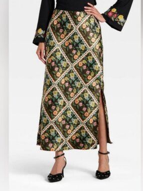 Target Women’s Latino Heritage Month Maxi Floral Satin Skirt Size Small